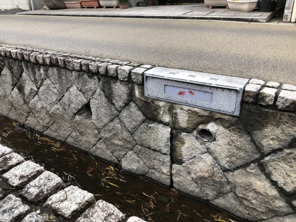水路脇にも金魚の絵